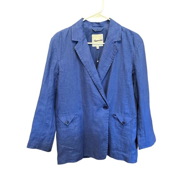 Madewell Double-Breasted Crossover Blazer in 100% Linen blue Women’s Sz XXS NWOT - Picture 5 of 13